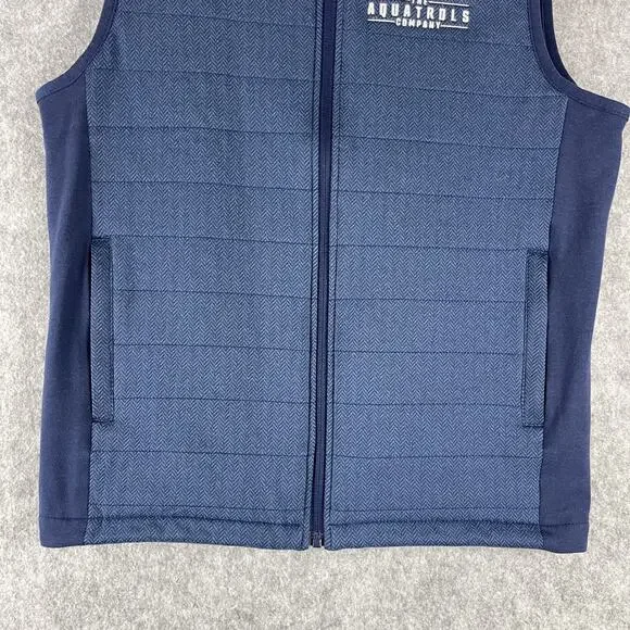 Holderness & Bourne Perry Vest Mens Medium Blue Herringbone Insulated Logo Golf